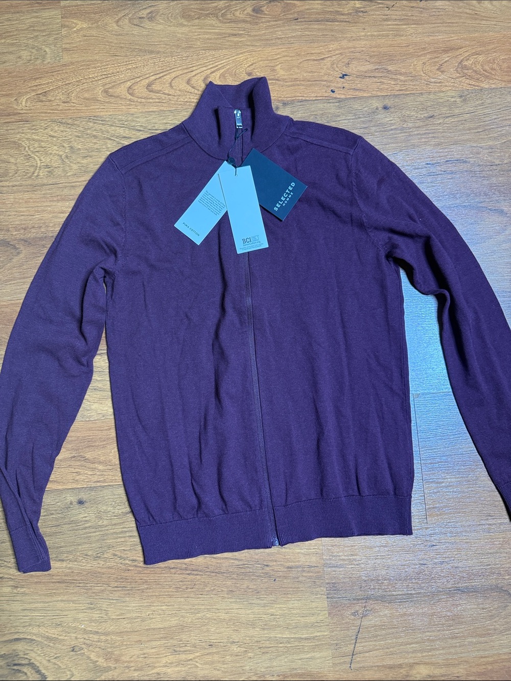 Selected Homme Men's Zip-Up Sweater - Plum